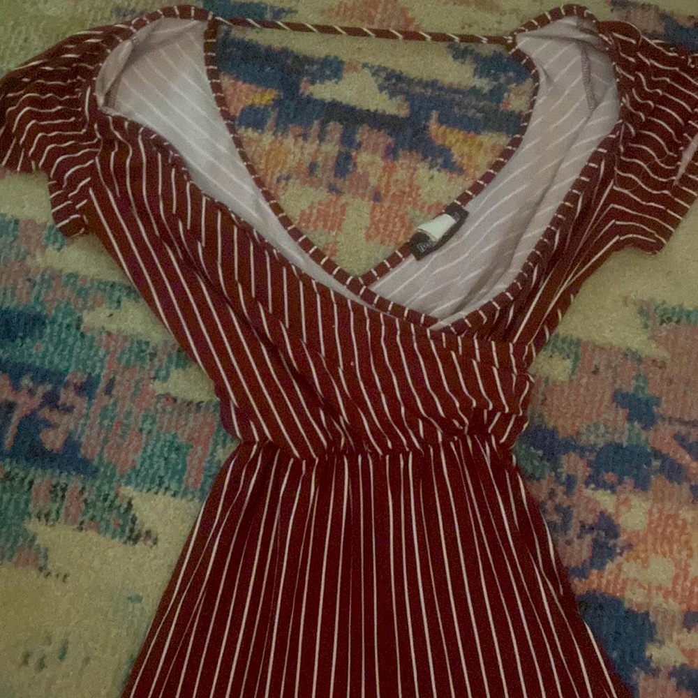 Maroon striped jumpsuit